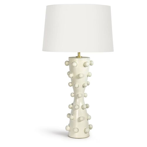 Pom Pom Ceramic Table Lamp, White 1 Pom Pom Ceramic Table Lamp, White