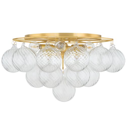 Mimi Flush Mount, Clear/Aged Brass 3 Mimi Flush Mount, Clear/Aged Brass