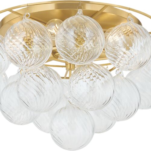 Mimi Flush Mount, Clear/Aged Brass 4 Mimi Flush Mount, Clear/Aged Brass