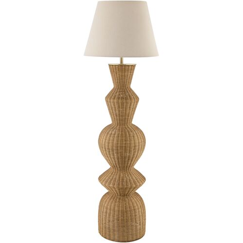 Junessa Geometric Rattan Floor Lamp, Natural 1 Junessa Geometric Rattan Floor Lamp, Natural