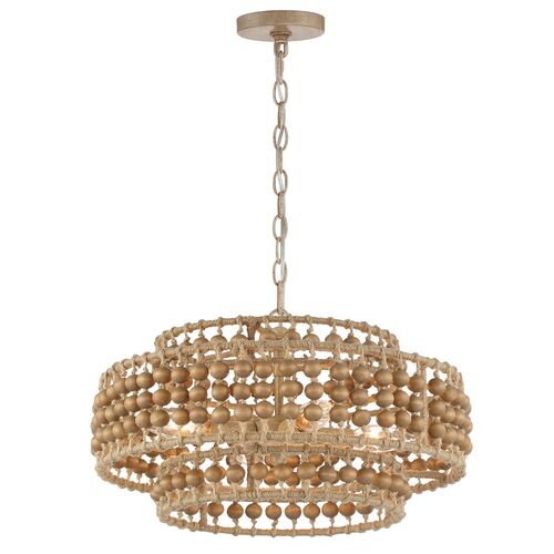 Silas 3-Light Beaded Chandelier, Natural Jute 1 Silas 3-Light Beaded Chandelier, Natural Jute