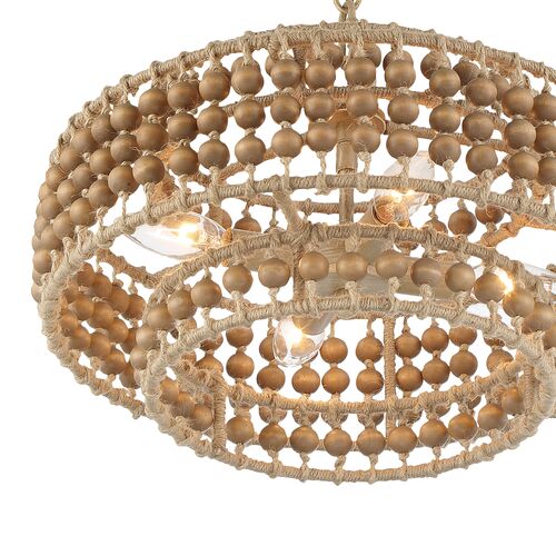 Silas 3-Light Beaded Chandelier, Natural Jute 12 Silas 3-Light Beaded Chandelier, Natural Jute