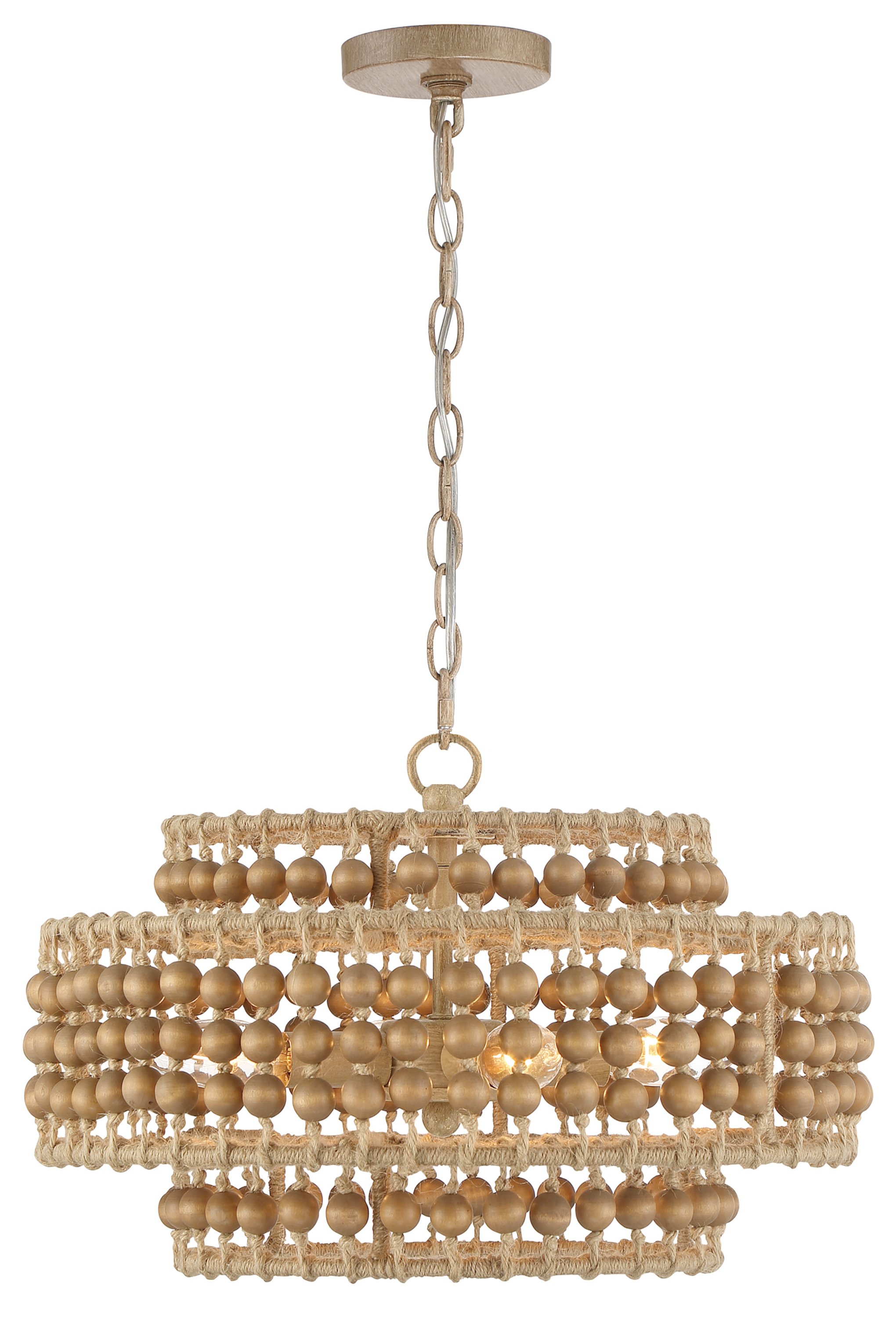 Silas 3-Light Beaded Chandelier, Natural Jute 7 Silas 3-Light Beaded Chandelier, Natural Jute