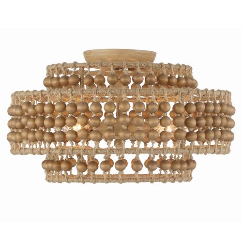 Silas 4 Light Beaded Semi Flush Mount, Natural Jute 3 Silas 4 Light Beaded Semi Flush Mount, Natural Jute