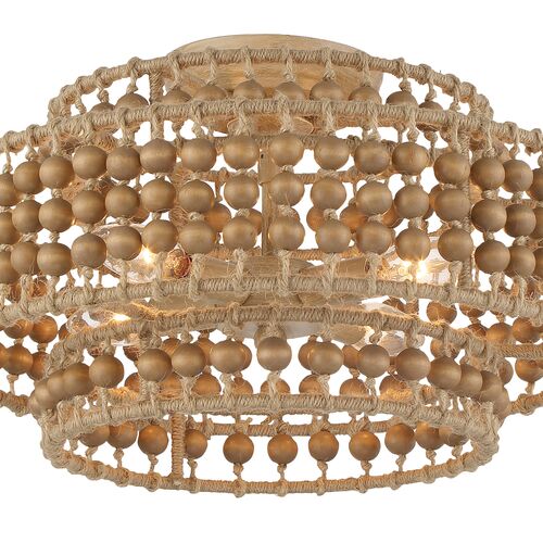 Silas 4 Light Beaded Semi Flush Mount, Natural Jute 4 Silas 4 Light Beaded Semi Flush Mount, Natural Jute