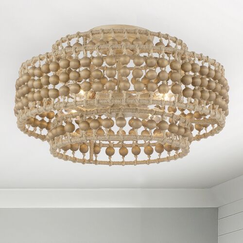 Silas 4 Light Beaded Semi Flush Mount, Natural Jute 5 Silas 4 Light Beaded Semi Flush Mount, Natural Jute