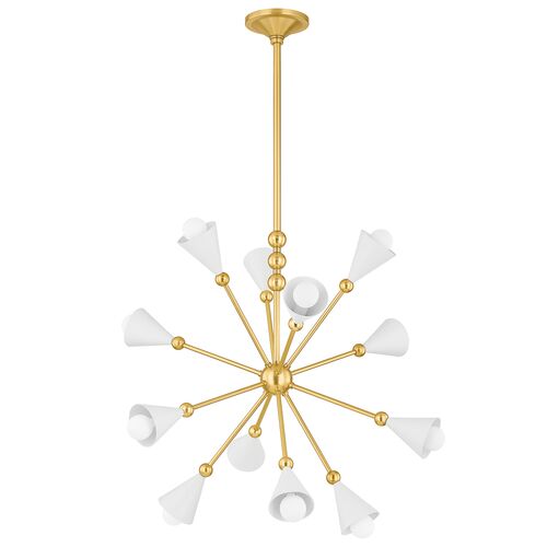 Hikari 12-Light Sputnik Chandelier, Aged Brass/Soft White 1 Hikari 12-Light Sputnik Chandelier, Aged Brass/Soft White