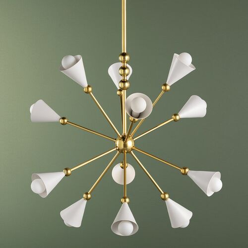 Hikari 12-Light Sputnik Chandelier, Aged Brass/Soft White 11 Hikari 12-Light Sputnik Chandelier, Aged Brass/Soft White