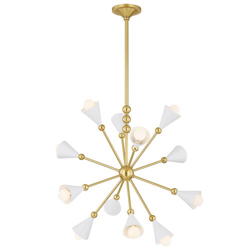Hikari 12-Light Sputnik Chandelier, Aged Brass/Soft White 2 Hikari 12-Light Sputnik Chandelier, Aged Brass/Soft White