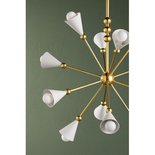 Hikari 12-Light Sputnik Chandelier, Aged Brass/Soft White 6 Hikari 12-Light Sputnik Chandelier, Aged Brass/Soft White