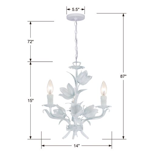 Amour 3-Light Chandelier, White 6 Amour 3-Light Chandelier, White
