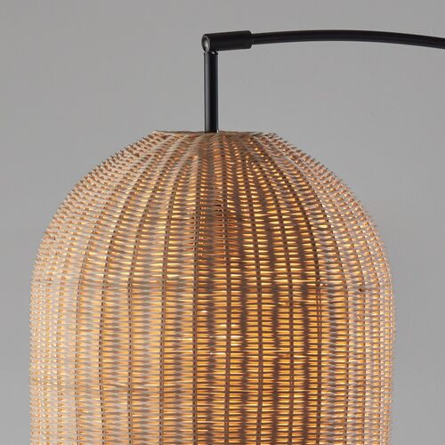 Dominica Rattan Arc Floor Lamp, Dark Bronze/Natural 3 Dominica Rattan Arc Floor Lamp, Dark Bronze/Natural
