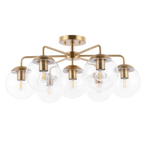 Erden 7-Light 25" Globe Flush Mount, Brass 1 Erden 7-Light 25" Globe Flush Mount, Brass