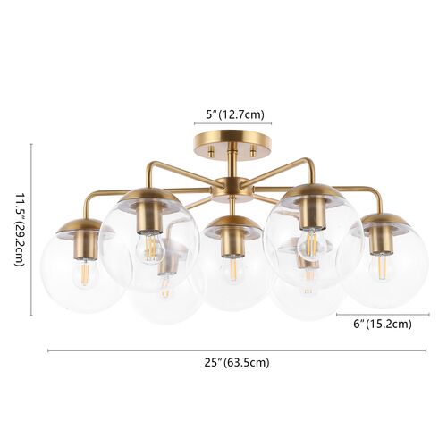 Erden 7-Light 25" Globe Flush Mount, Brass 5 Erden 7-Light 25" Globe Flush Mount, Brass