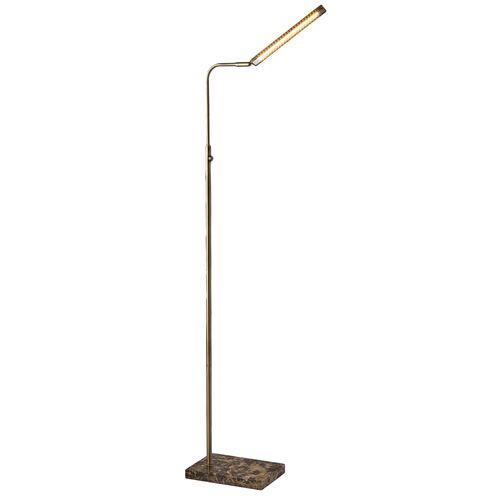 Aiden LED Floor Lamp, Antique Brass/Brown Marble 2 Aiden LED Floor Lamp, Antique Brass/Brown Marble
