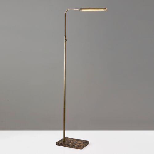 Aiden LED Floor Lamp, Antique Brass/Brown Marble 4 Aiden LED Floor Lamp, Antique Brass/Brown Marble