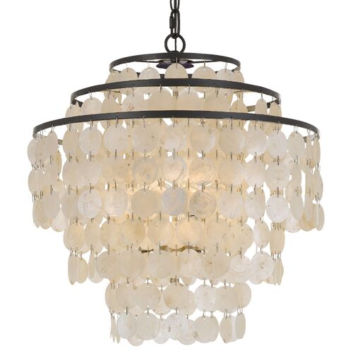 Brielle Capiz Shell 4-Light Chandelier, Dark Bronze 1 Brielle Capiz Shell 4-Light Chandelier, Dark Bronze