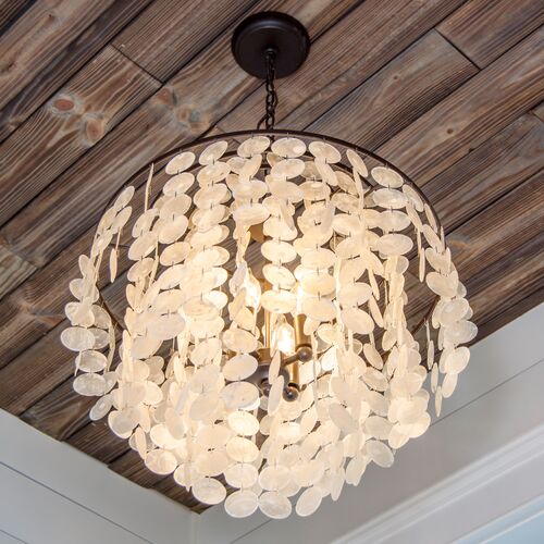 Brielle Capiz Shell 4-Light Chandelier, Dark Bronze 5 Brielle Capiz Shell 4-Light Chandelier, Dark Bronze