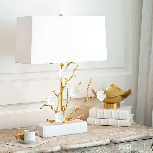 Cherise Floral Table Lamp, White/Gold 2 Cherise Floral Table Lamp, White/Gold