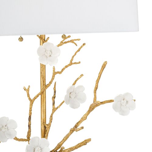 Cherise Floral Table Lamp, White/Gold 5 Cherise Floral Table Lamp, White/Gold