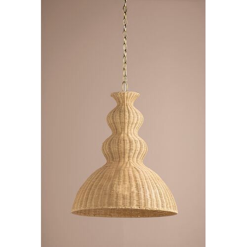 Mayla Wicker Pendant, Natural/Aged Brass 4 Mayla Wicker Pendant, Natural/Aged Brass