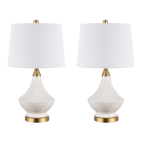 S/2 Marlo Table Lamps, White 1 S/2 Marlo Table Lamps, White