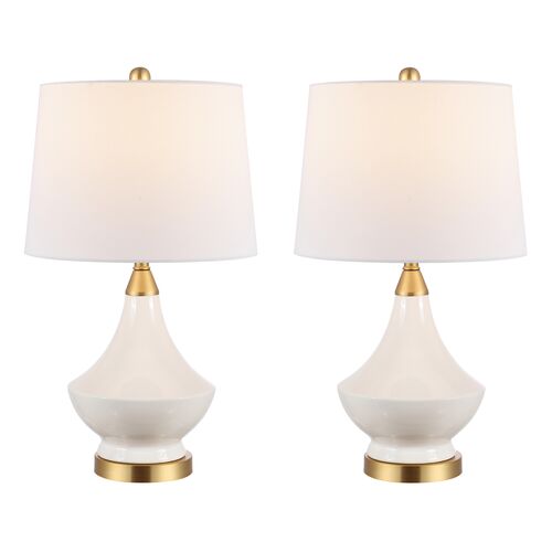 S/2 Marlo Table Lamps, White 3 S/2 Marlo Table Lamps, White