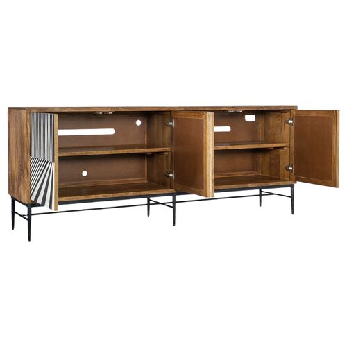 Commerce & Market Linear Perspective Bone Inaly Credenza, Multicolor 2 Commerce & Market Linear Perspective Bone Inaly Credenza, Multicolor