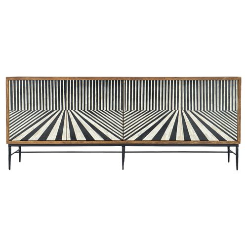 Commerce & Market Linear Perspective Bone Inaly Credenza, Multicolor 3 Commerce & Market Linear Perspective Bone Inaly Credenza, Multicolor