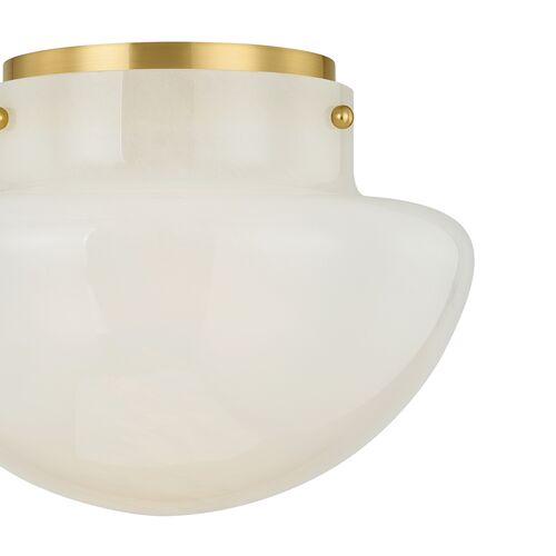 Saanvi Glass Flush Mount, White/Aged Brass 2 Saanvi Glass Flush Mount, White/Aged Brass