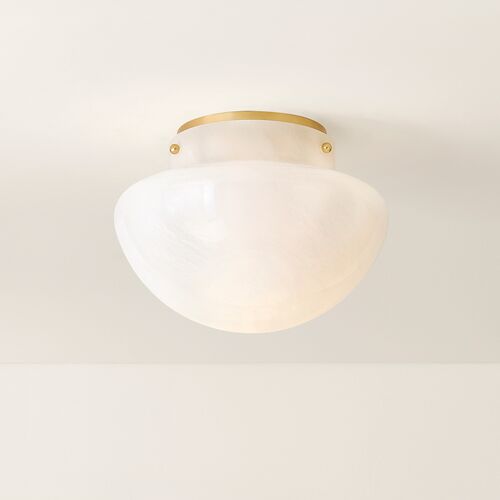 Saanvi Glass Flush Mount, White/Aged Brass 6 Saanvi Glass Flush Mount, White/Aged Brass