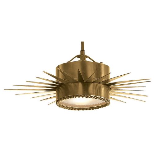 Soleil Small Semi-Flush Mount, Antique Brass 1 Soleil Small Semi-Flush Mount, Antique Brass