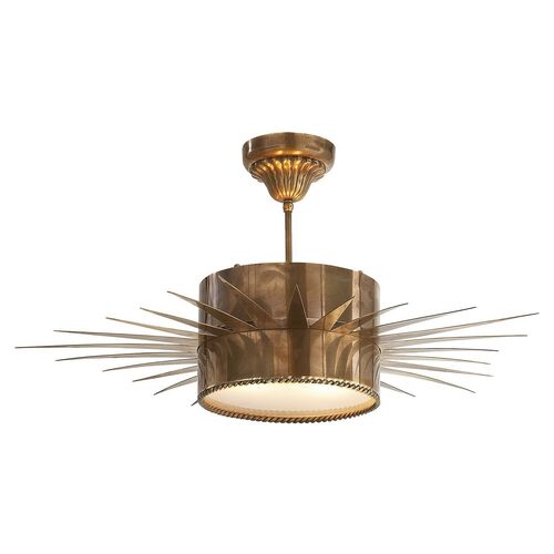 Soleil Small Semi-Flush Mount, Antique Brass 2 Soleil Small Semi-Flush Mount, Antique Brass