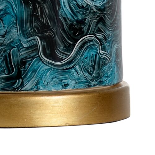 Malachite Handpainted Ceramic Table Lamp, Blue 3 Malachite Handpainted Ceramic Table Lamp, Blue