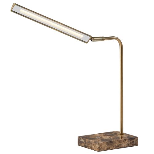 Aiden LED Desk Lamp, Antique Brass/Brown Marble 2 Aiden LED Desk Lamp, Antique Brass/Brown Marble