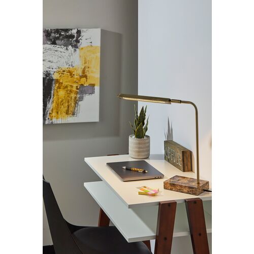 Aiden LED Desk Lamp, Antique Brass/Brown Marble 5 Aiden LED Desk Lamp, Antique Brass/Brown Marble