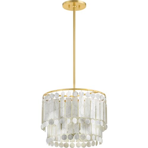 Melisa 3-Light Pendant, Capiz Shell/Aged Brass 1 Melisa 3-Light Pendant, Capiz Shell/Aged Brass