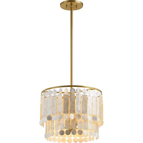 Melisa 3-Light Pendant, Capiz Shell/Aged Brass 2 Melisa 3-Light Pendant, Capiz Shell/Aged Brass