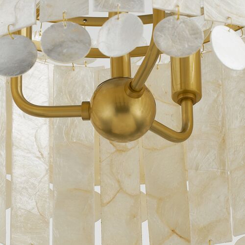 Melisa 3-Light Pendant, Capiz Shell/Aged Brass 4 Melisa 3-Light Pendant, Capiz Shell/Aged Brass
