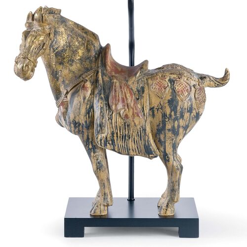 S/2 Dynasty Horse Lamps, Distressed 4 S/2 Dynasty Horse Lamps, Distressed