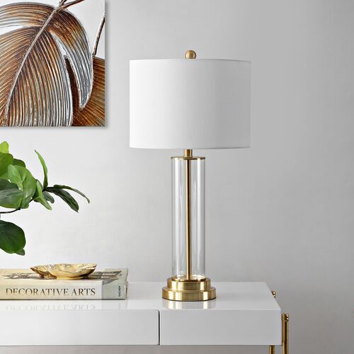 Olivia Glass Table Lamp, White/Gold 3 Olivia Glass Table Lamp, White/Gold