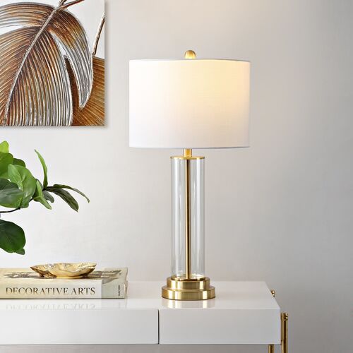 Olivia Glass Table Lamp, White/Gold 4 Olivia Glass Table Lamp, White/Gold