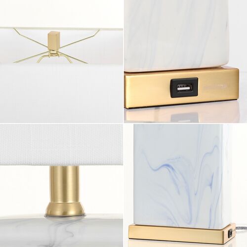 S/2 Kaelen USB Ceramic Table Lamps, Blue/White 8 S/2 Kaelen USB Ceramic Table Lamps, Blue/White