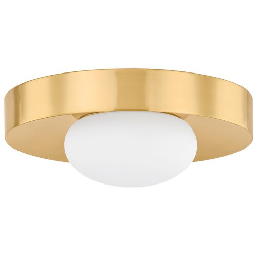 Sovra Flush Mount, Aged Brass/Opal Matte
