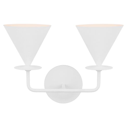 Cornet Double Wall Sconce, Cast Plaster 2 Cornet Double Wall Sconce, Cast Plaster