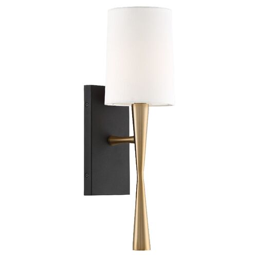 Trenton 1-Light Wall Mount, Aged Brass/Black Forged 2 Trenton 1-Light Wall Mount, Aged Brass/Black Forged