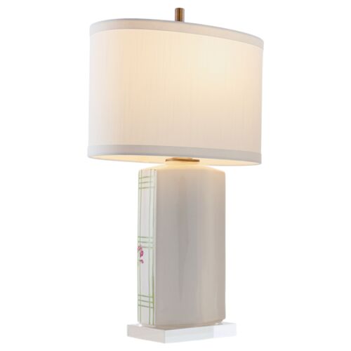 Geranium Trellis 26" Table Lamp, Green/Pink 3 Geranium Trellis 26" Table Lamp, Green/Pink