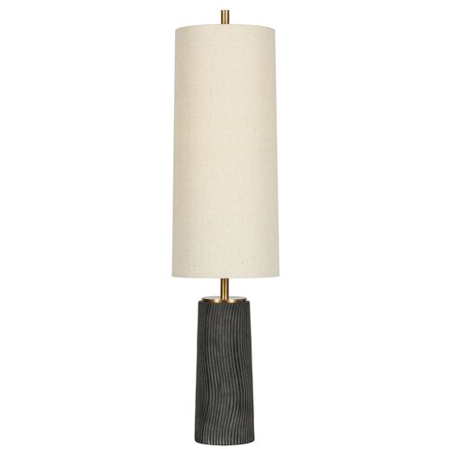 Thane Ceramic Floor Lamp, Meditation Grey/Natural Linen 1 Thane Ceramic Floor Lamp, Meditation Grey/Natural Linen