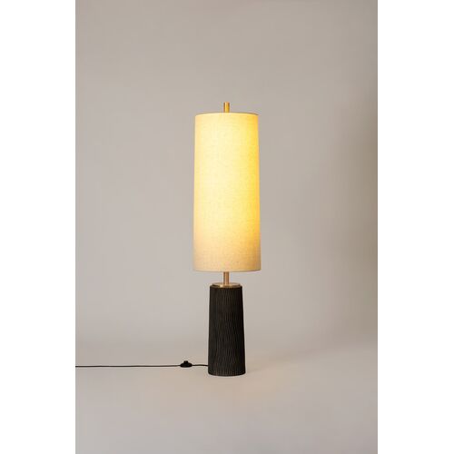 Thane Ceramic Floor Lamp, Meditation Grey/Natural Linen 3 Thane Ceramic Floor Lamp, Meditation Grey/Natural Linen