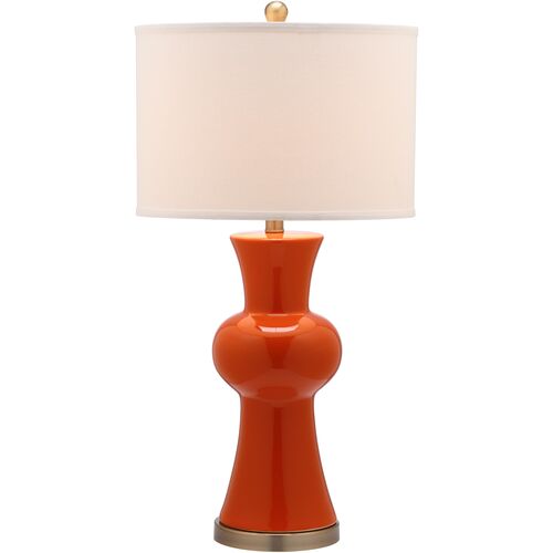 S/2 Nina Column Table Lamps, Orange 3 S/2 Nina Column Table Lamps, Orange